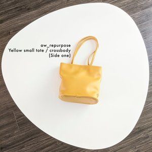 Deep Yellow Faux Leather Small Tote/Crossbody Bag